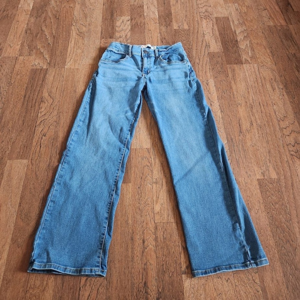Levis Girls Wide Leg Jeans Light Wash Blue Adjustable Waist Size 12 Reg 743
